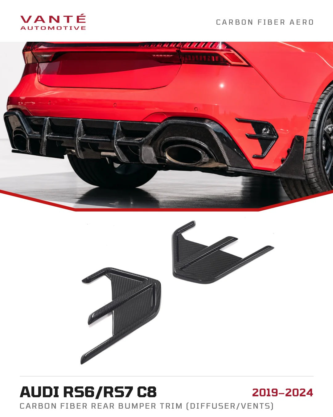 Audi RS6/RS7 C8 Carbon Fibre Rear Bumper Trim (Diffuser/Vents)