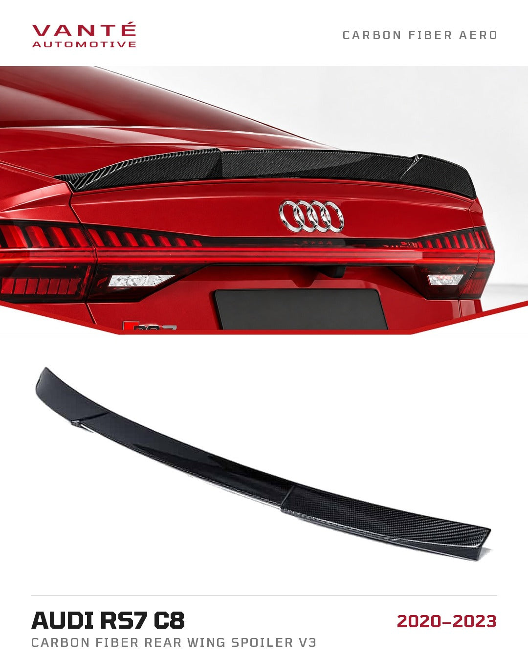 Audi RS7 C8 Carbon Fibre Rear Wing Spoiler V3