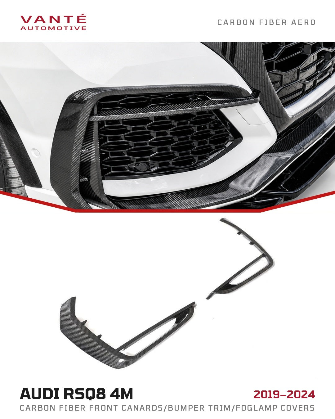 Audi RSQ8 4M Carbon Fibre Front Canards/Bumper Trim/Foglamp Covers