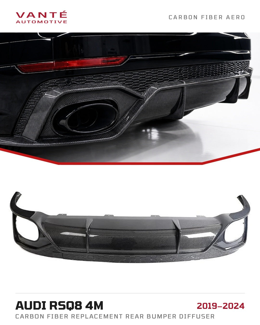 Audi RSQ8 4M Carbon Fibre Replacement Rear Bumper Diffuser