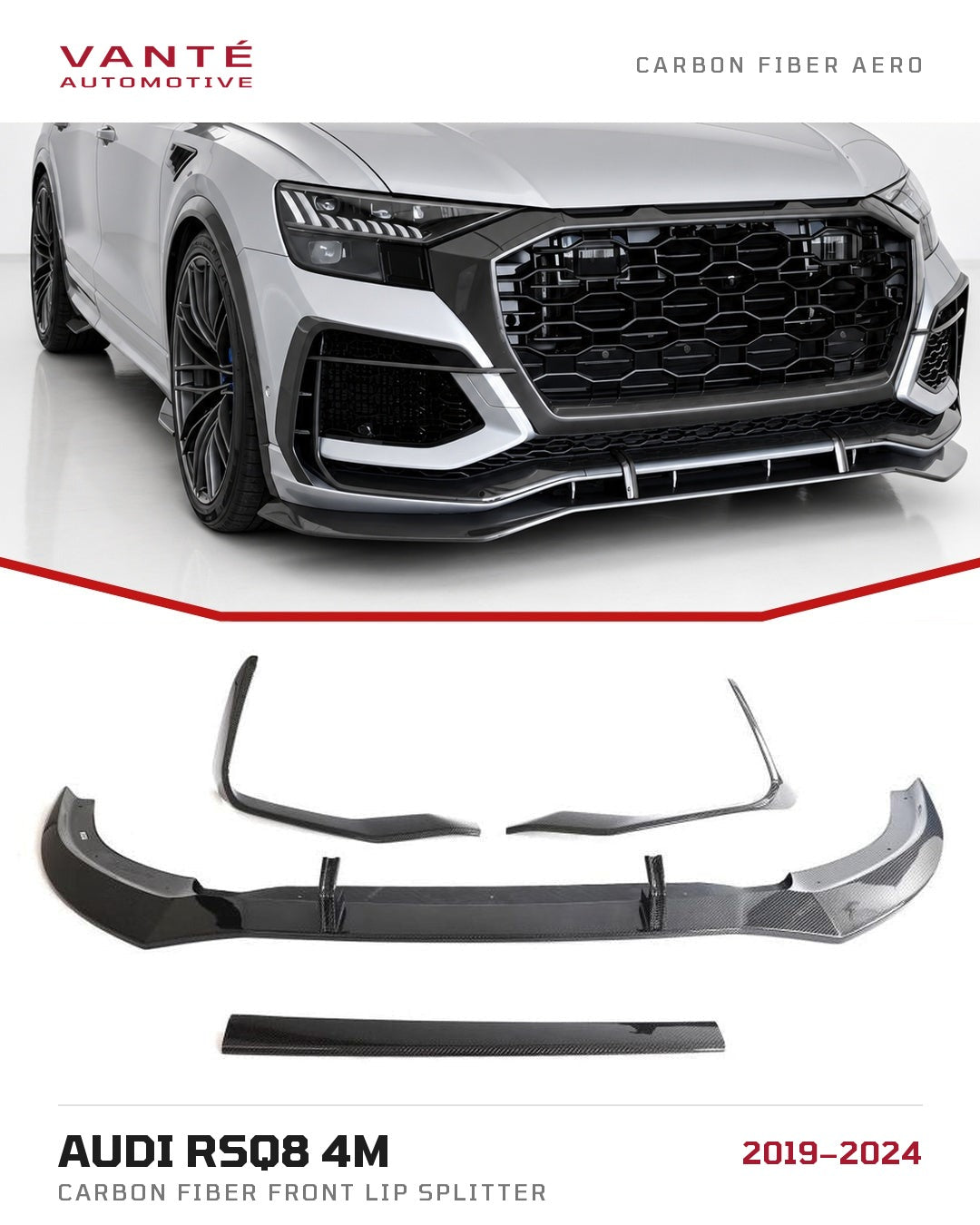 Audi RSQ8 4M Carbon Fibre Front Lip Splitter