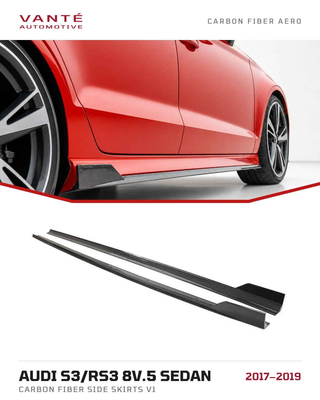 Audi S3/RS3 8V.5 Sedan Carbon Fibre Side Skirts V1
