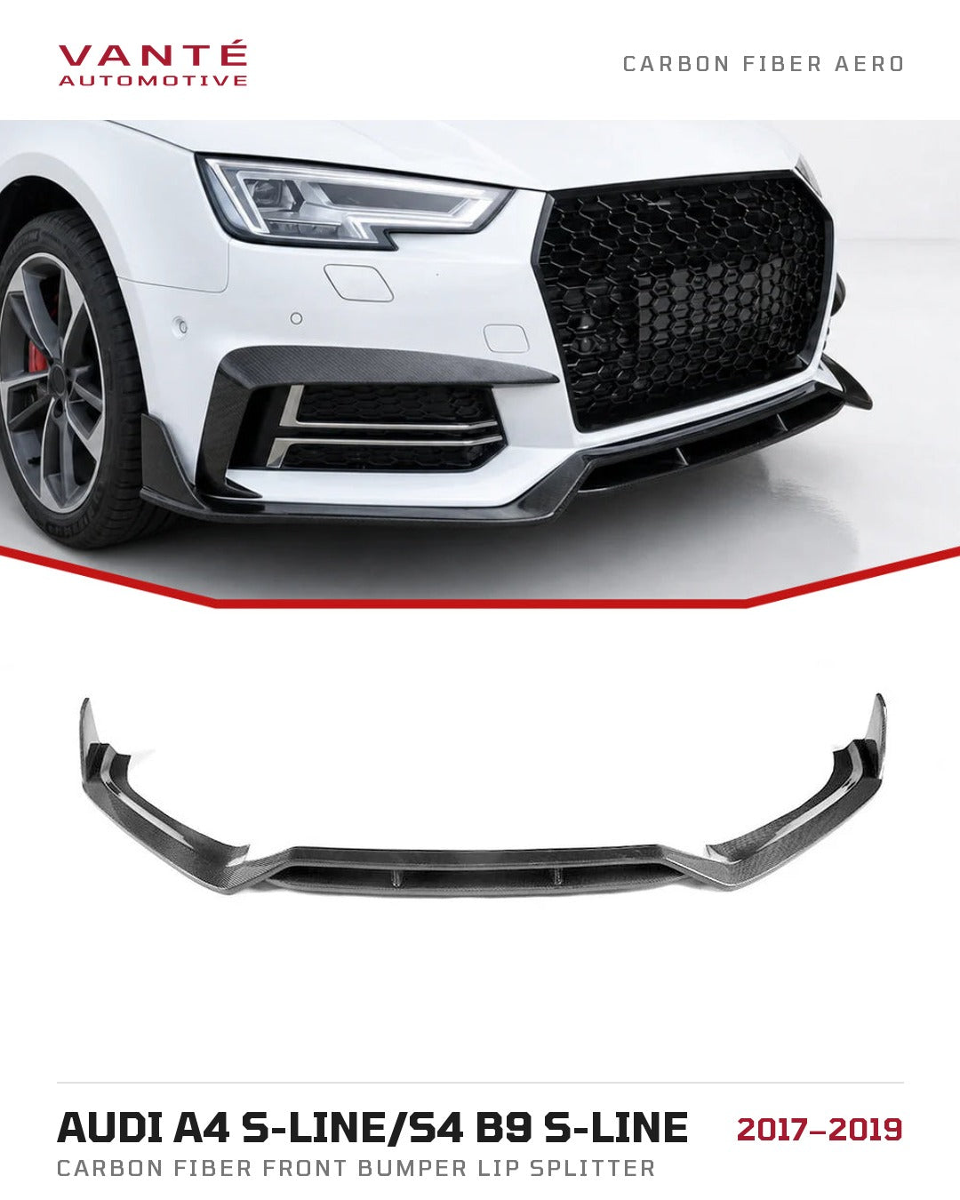 Audi A4 S-Line/S4 B9 S-Line Carbon Fibre Front Bumper Lip Splitter