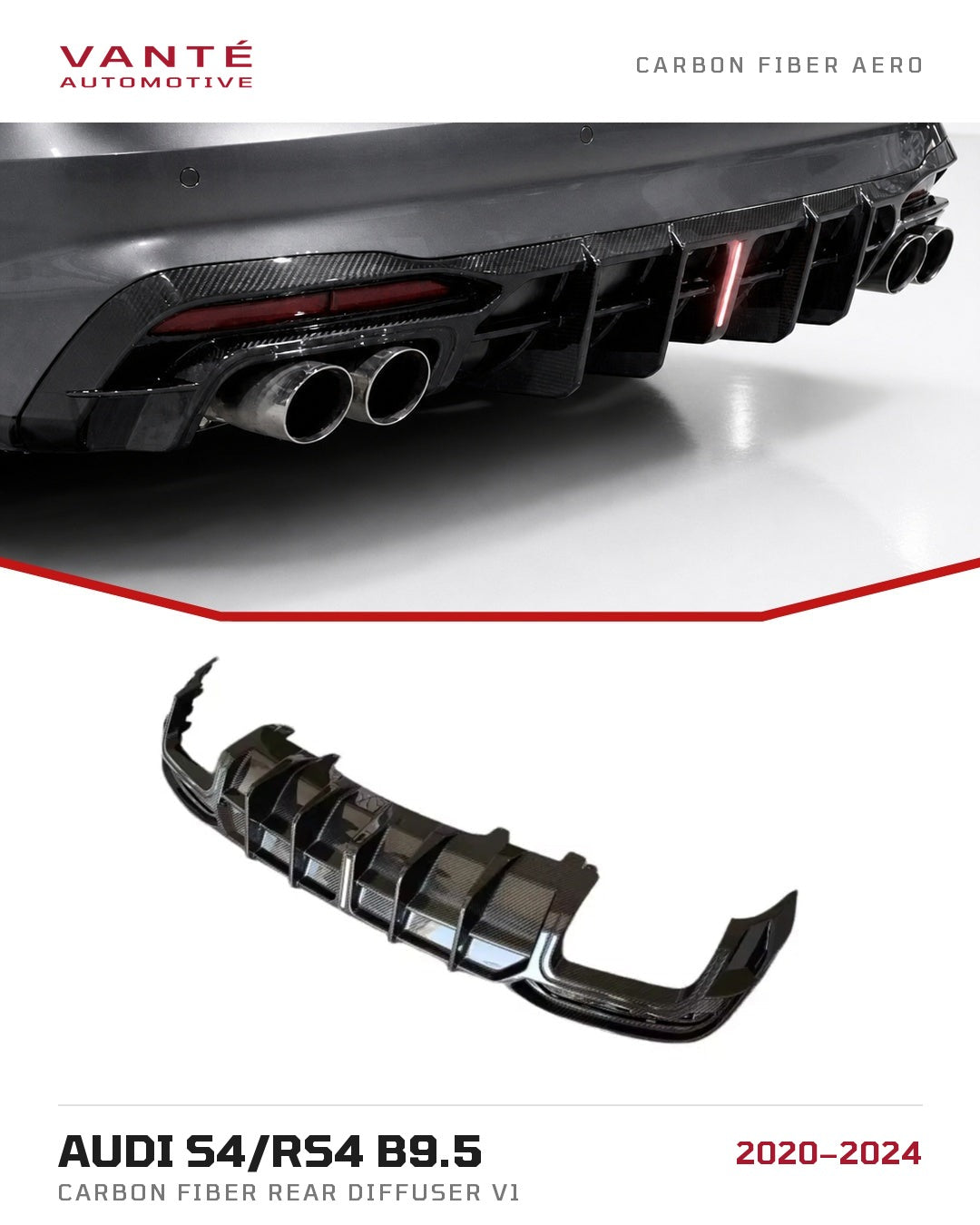 Audi S4/RS4 B9.5 Carbon Fibre Rear Diffuser V1