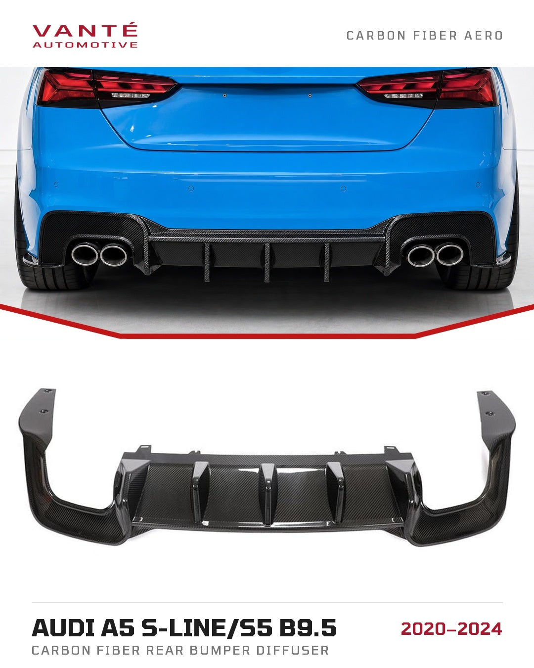 Audi A5 S-Line/S5 B9.5 Carbon Fibre Rear Bumper Diffuser