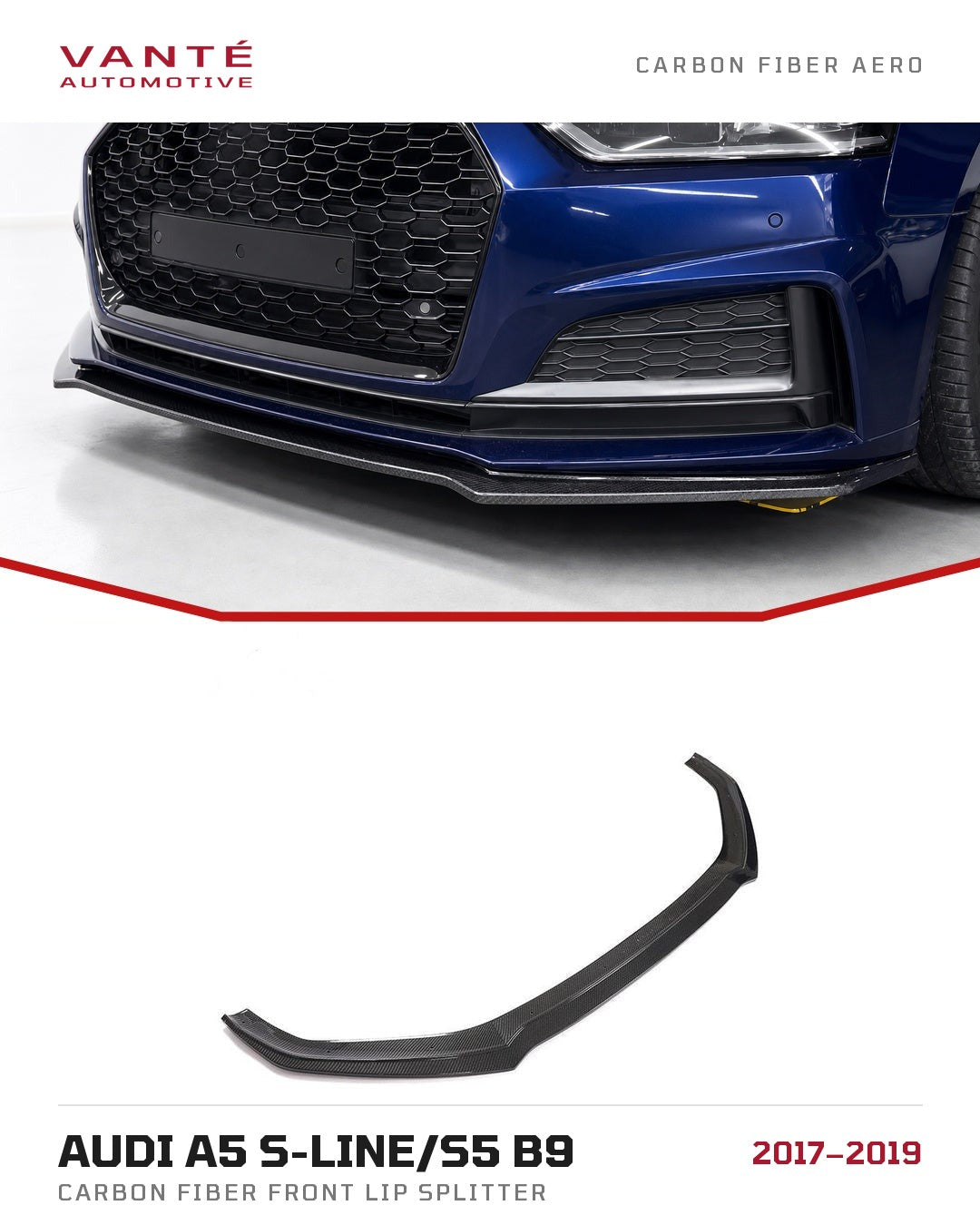 Audi A5 S-Line/S5 B9 Carbon Fibre Front Lip Splitter