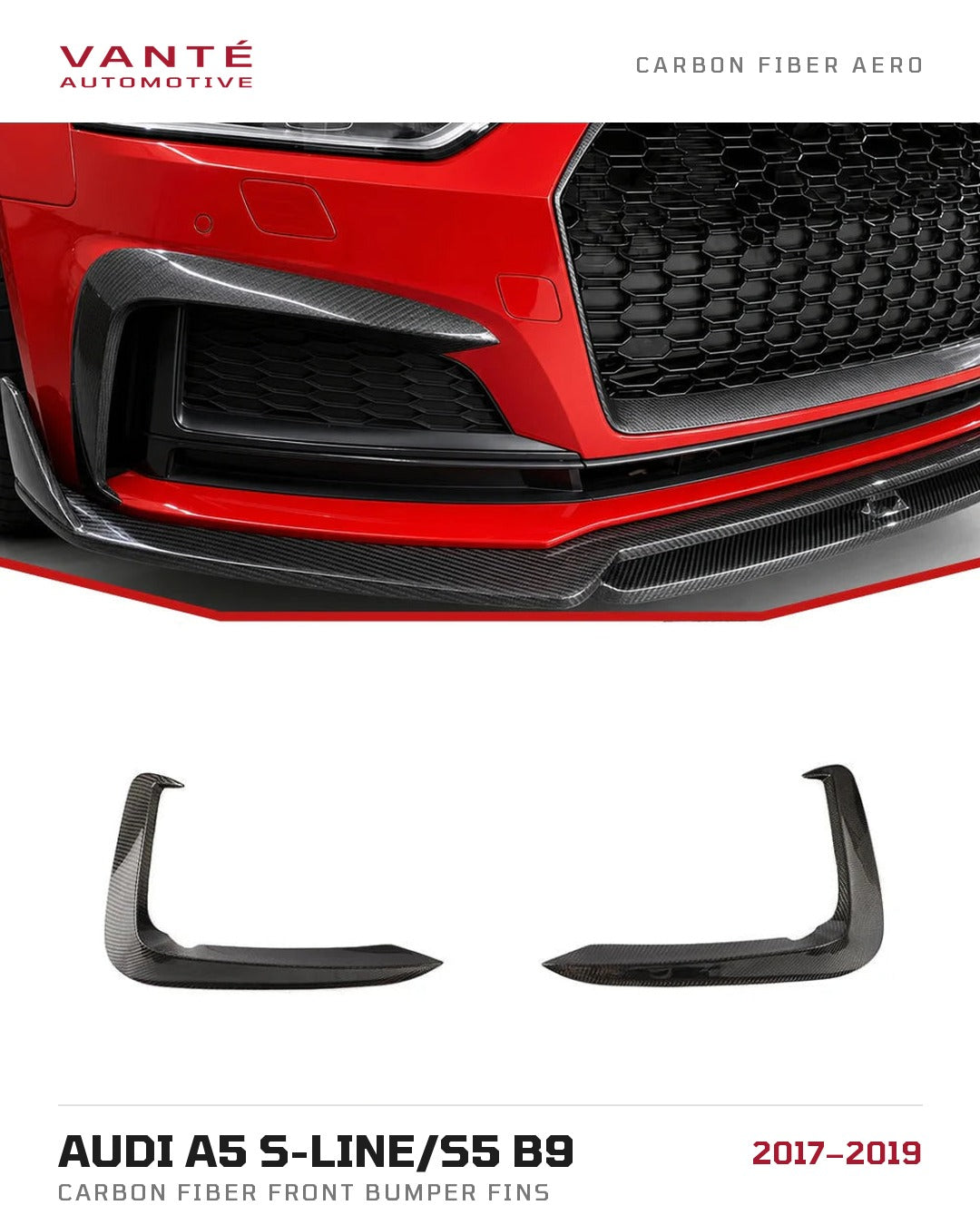 Audi A5 S-Line/S5 B9 Carbon Fibre Front Bumper Fins