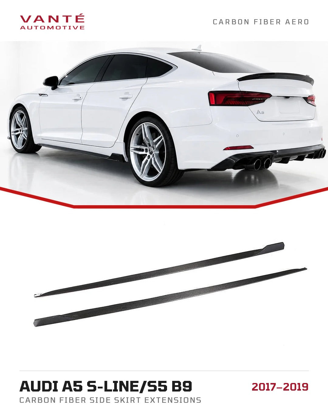 Audi A5 S-Line/S5 B9 Carbon Fibre Side Skirt Extensions