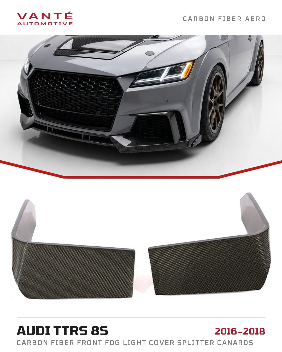 Audi TTRS 8S Carbon Fibre Front Fog Light Cover Splitter Canards