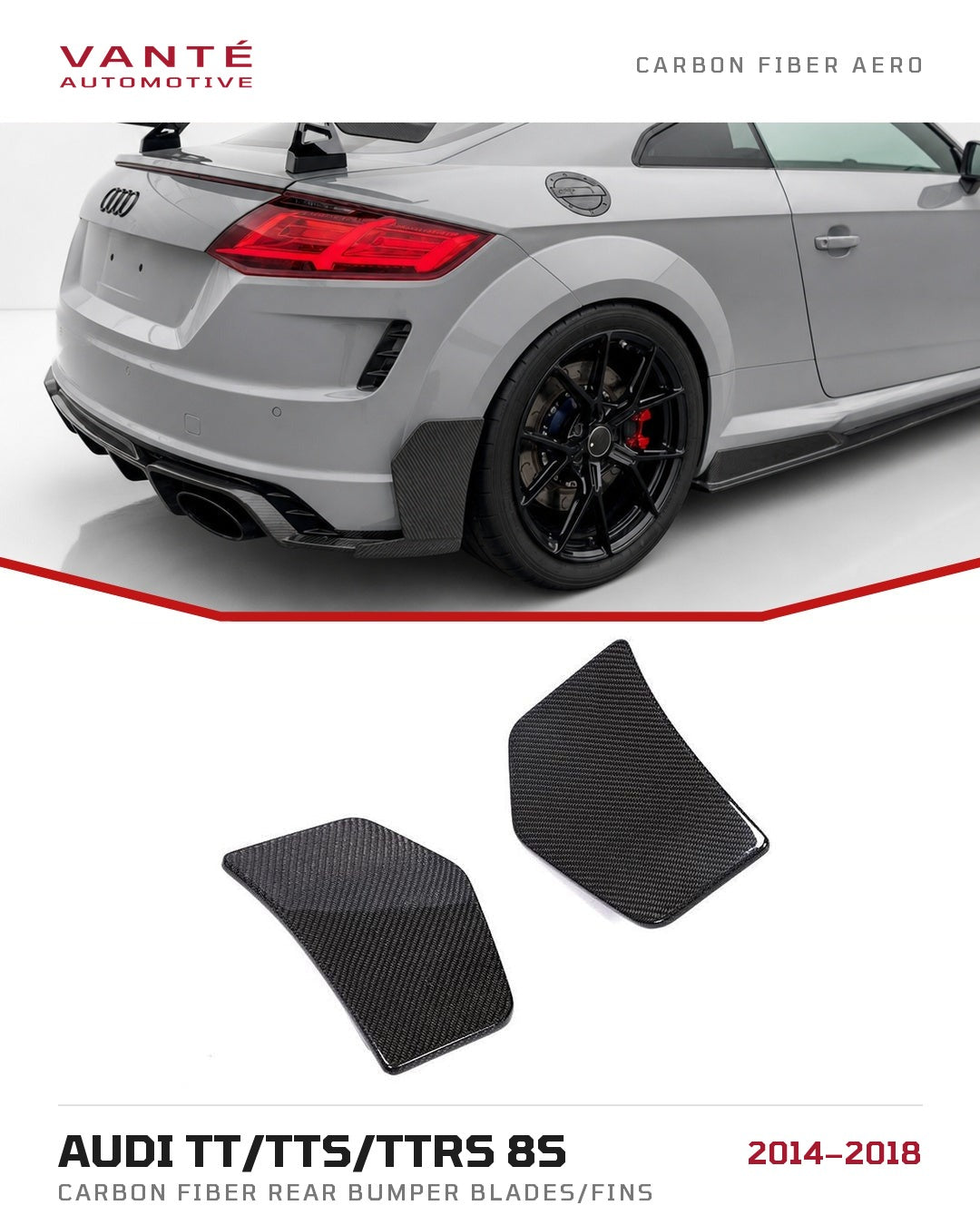 Audi TT/TTS/TTRS 8S Carbon Fibre Rear Bumper Blades/Fins