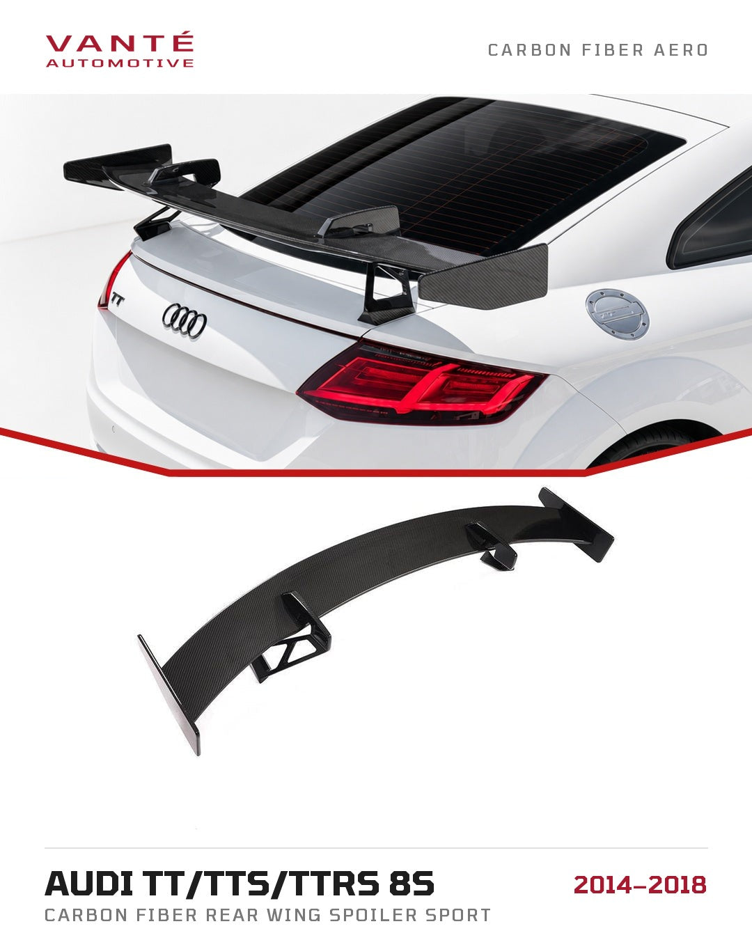 Audi TT TTS TTRS 8S Carbon Fiber Sport Spoiler | Vanté