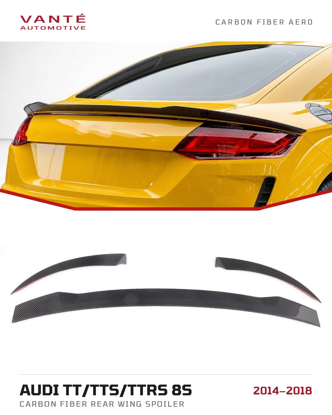 Audi TT/TTS/TTRS 8S Carbon Fibre Rear Wing Spoiler
