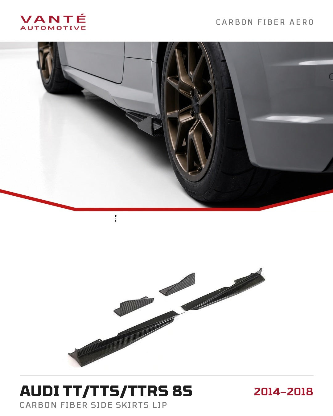 Audi TT/TTS/TTRS 8S Carbon Fibre Side Skirts Lip