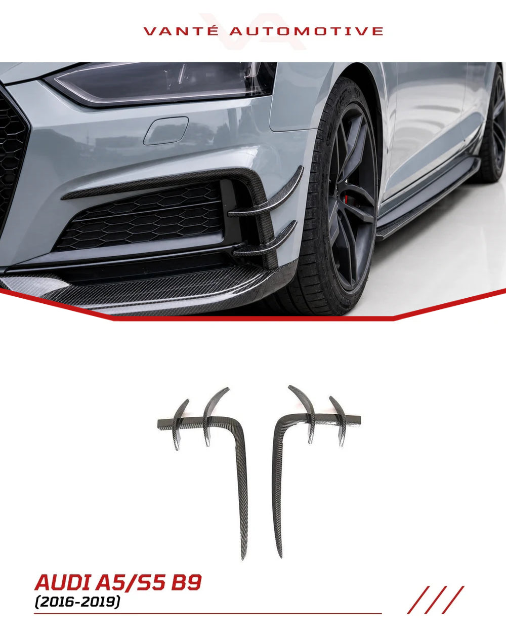 Canards avant en fibre de carbone pour Audi A5 S-Line/S5 B9