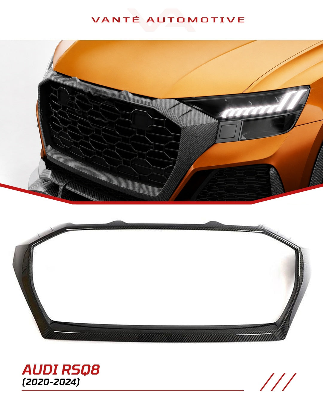 Audi RSQ8 4M Cubiertas de Moldura para Parrilla Delantera de Fibra de Carbono
