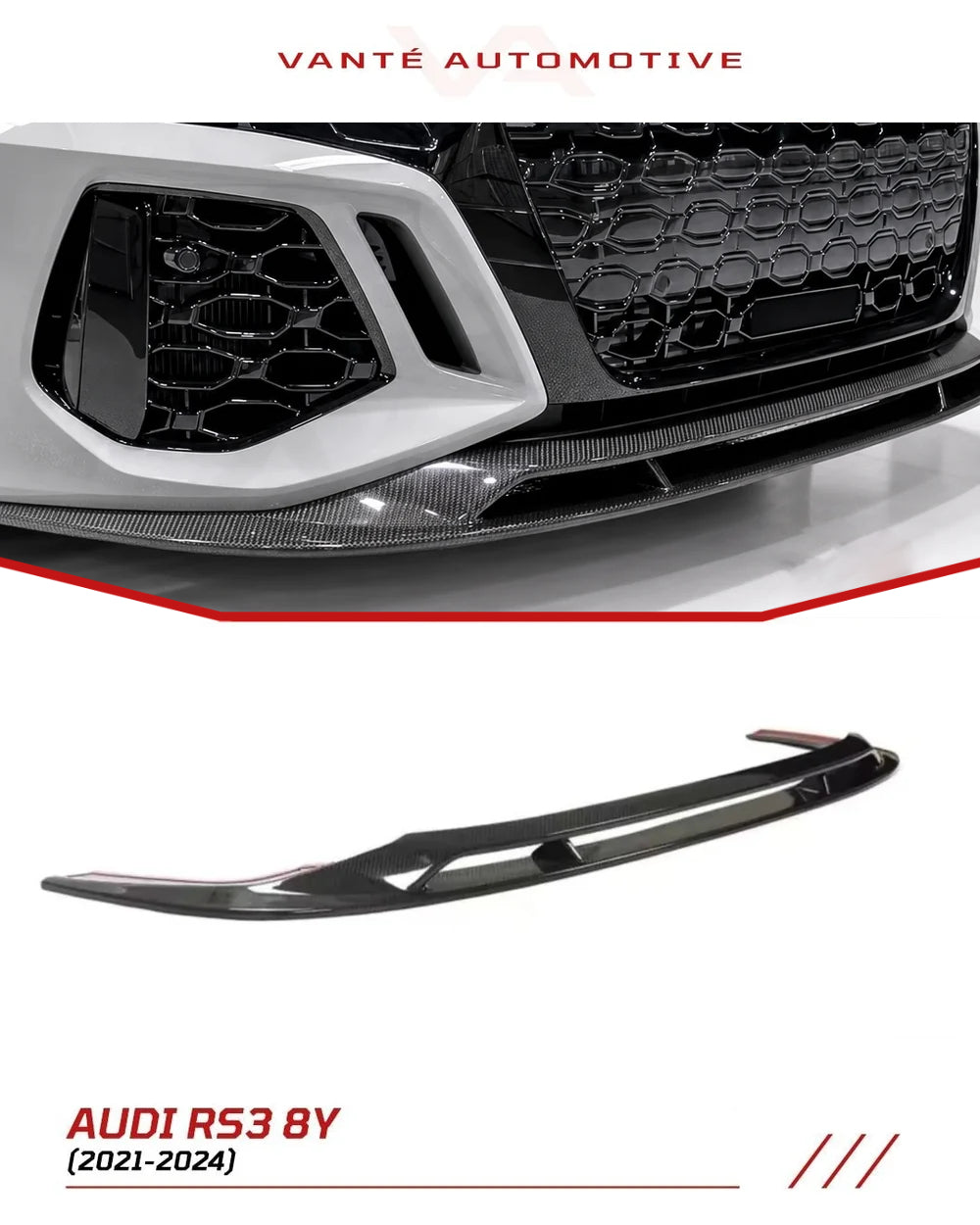Séparateur avant en fibre de carbone Audi RS3 8Y V1