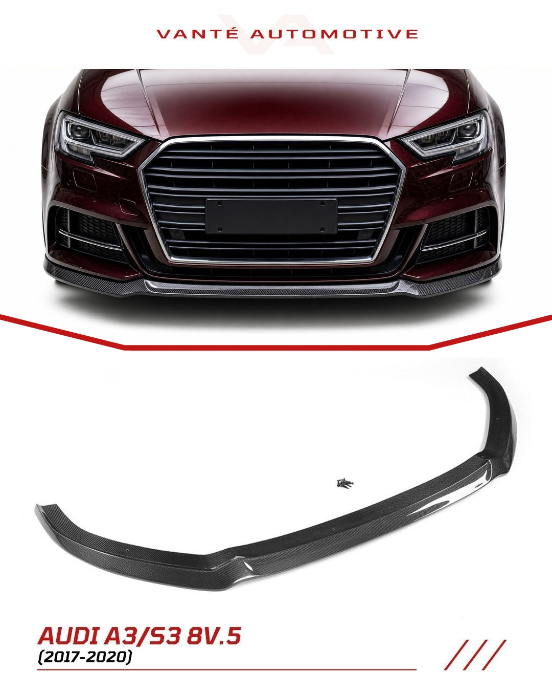 Audi A3 S-Line/S3 8V.5 Sportback Kohlefaser-Frontspoiler-Lippe