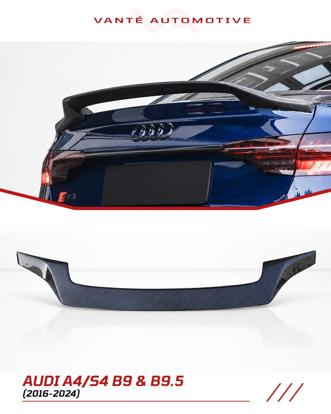 Audi A4 S4 B9/B9.5 Carbon Fibre GT Style Rear Spoiler