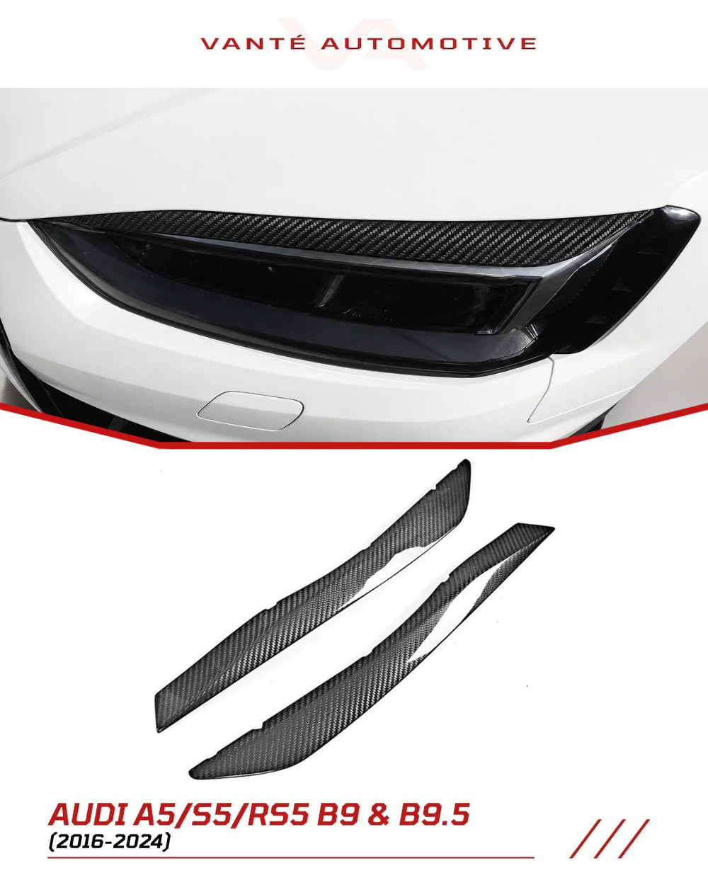 Audi A5 S5 RS5 B9 und B9.5 Dry Carbon Fibre Scheinwerfer-Eyebrows