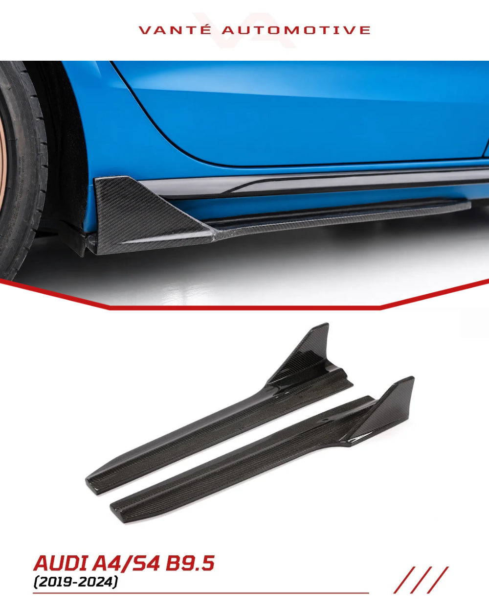 Extensiones de los faldones laterales de fibra de carbono Audi A4 S-Line / S4 B9.5