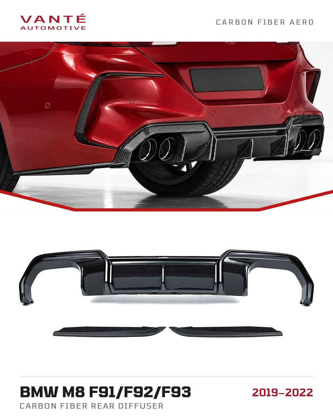 BMW M8 F91/F92/F93 Carbon Fibre Rear Diffuser