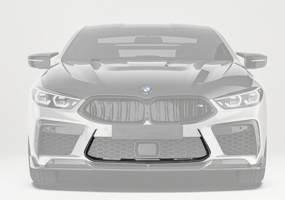 BMW M8 F91 F92 F93 Carbon Fibre Front Vent Trim - gloss weave OEM fitment upgrade