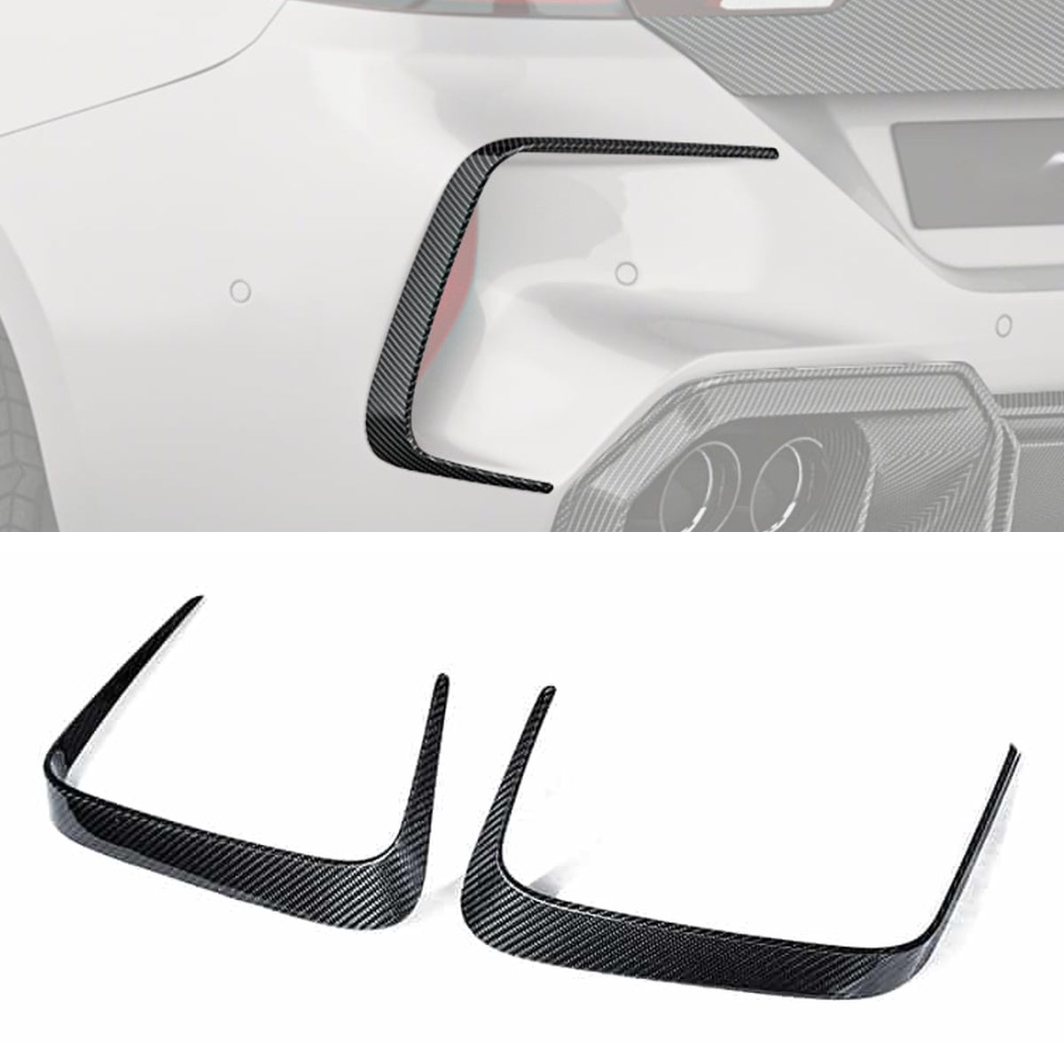 BMW M8 F91 F92 F93 Carbon Fibre Rear Canards - race-inspired aerodynamic rear bumper upgrade