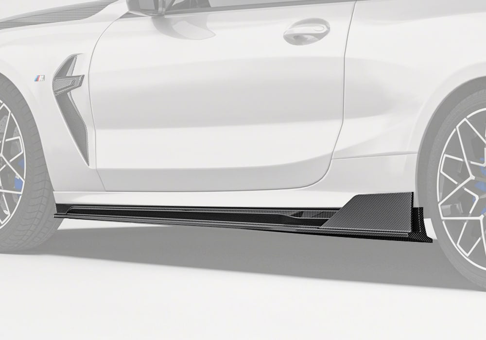 BMW M8 F91 F92 F93 Carbon Fibre Side Skirts - gloss finish aerodynamic upgrade