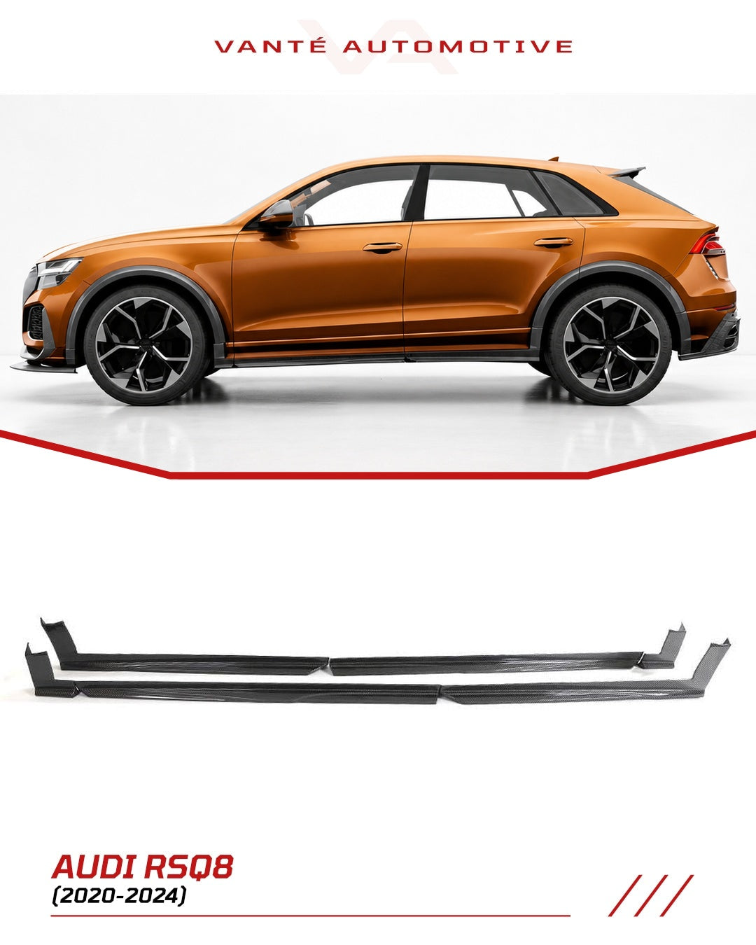 Kit de carrocería de extensiones de faldones laterales de fibra de carbono Audi RSQ8 4M