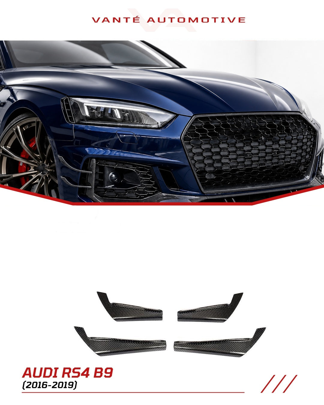 Audi RS4 B9 Carbon Fibre Frontstoßstange Flügel