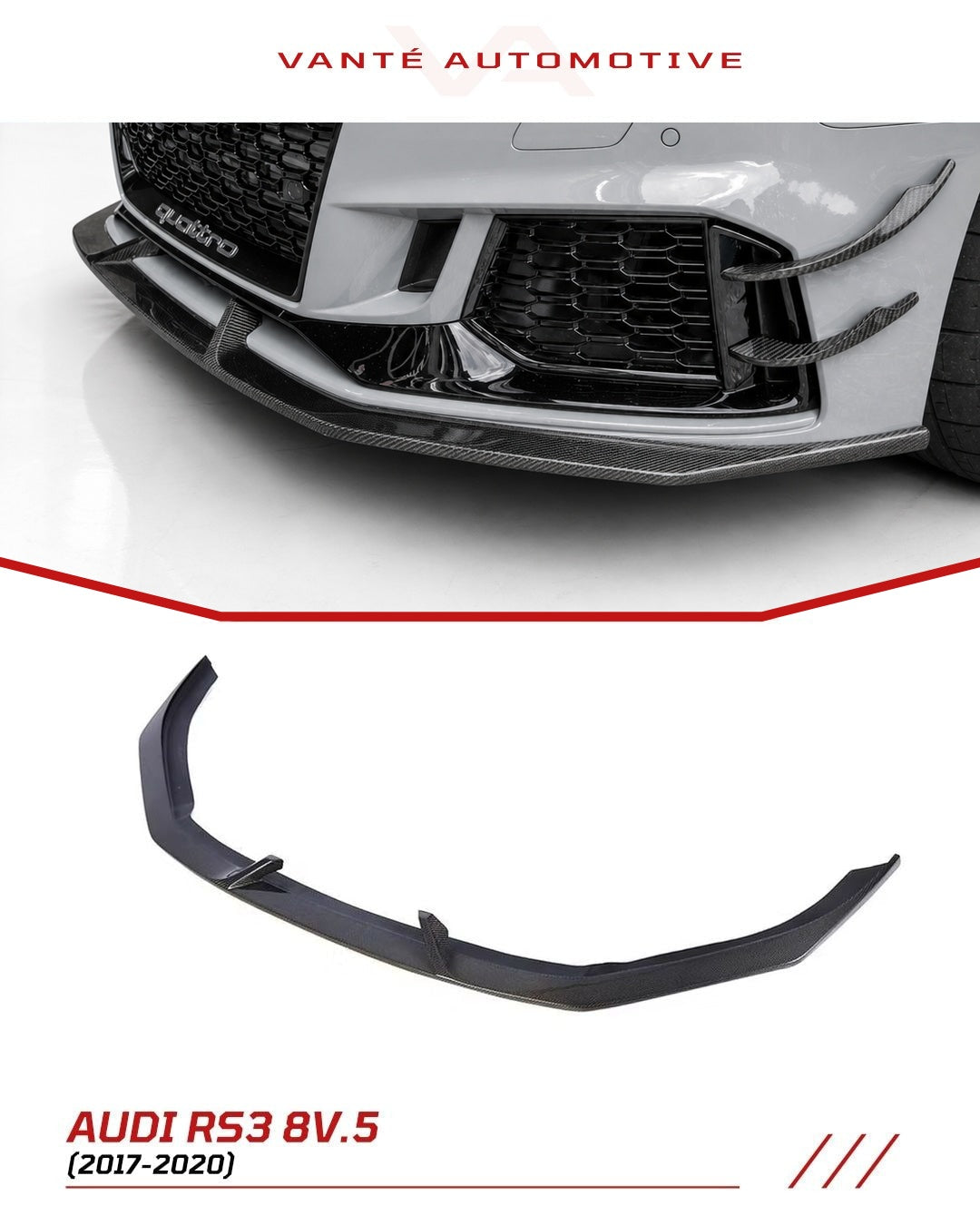 Audi RS3 8V.5 Carbon Fiber Front Bumper Splitter Lip V1