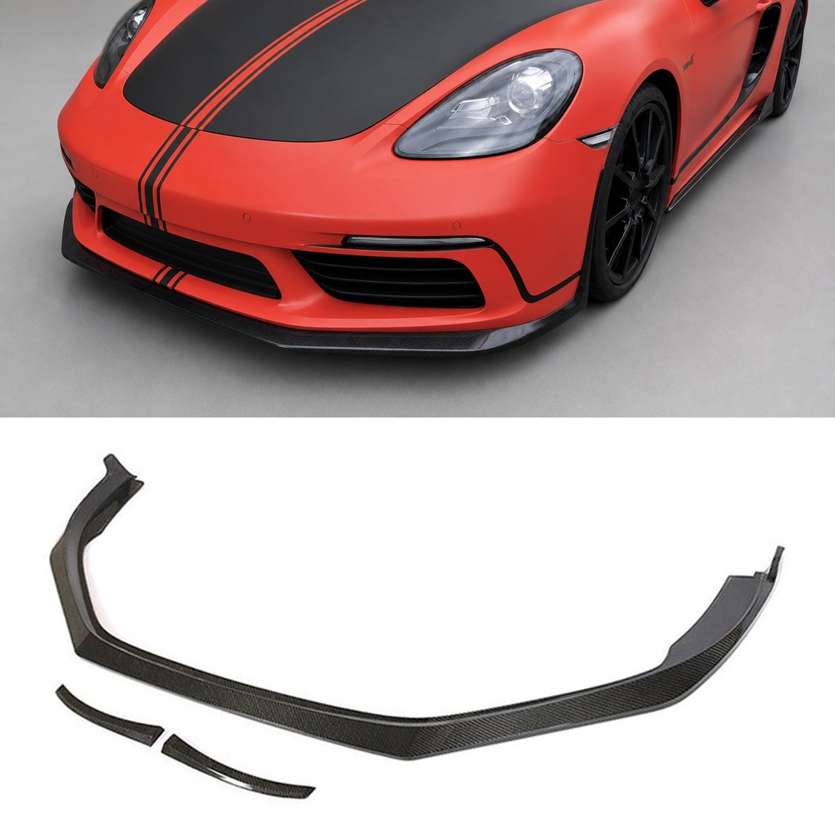 Porsche 718 Boxster/Cayman Carbon Fibre Three-Stage Front Lip