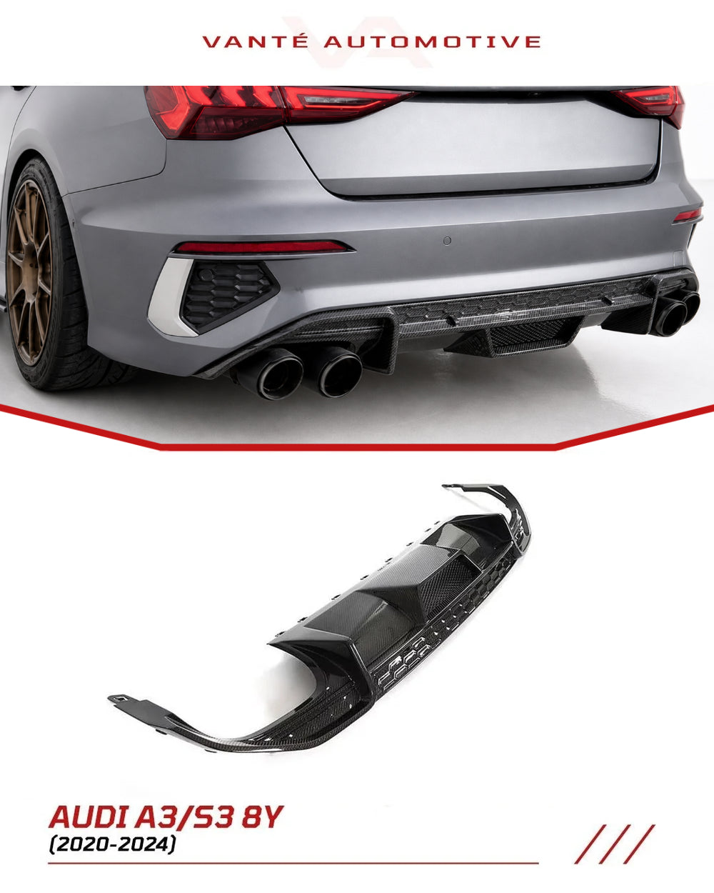 Difusor trasero de fibra de carbono Audi S3 8Y 2021+