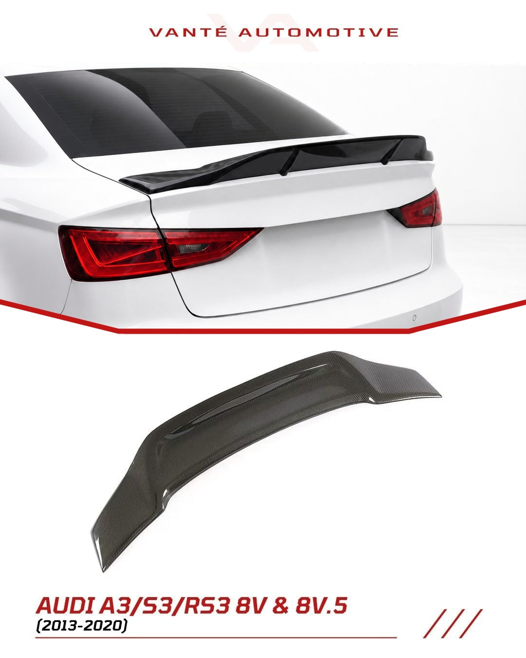 Audi A3/S3/RS3 8V und 8V.5 Sedan Kohlefaser-Heckflügel-Spoiler V2
