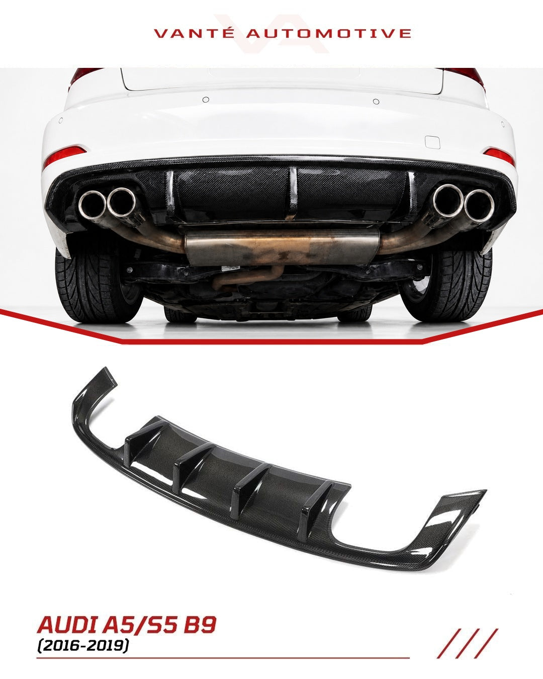 Diffuseur arrière en fibre de carbone V2 pour Audi A3/S3 8V.5