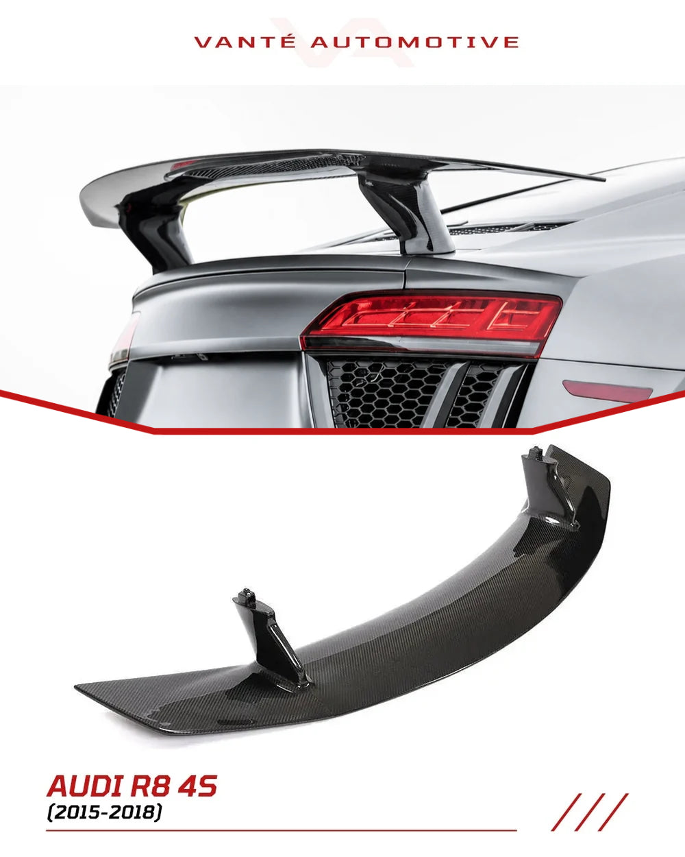 Audi R8 4S Alerón Trasero de Fibra de Carbono V2