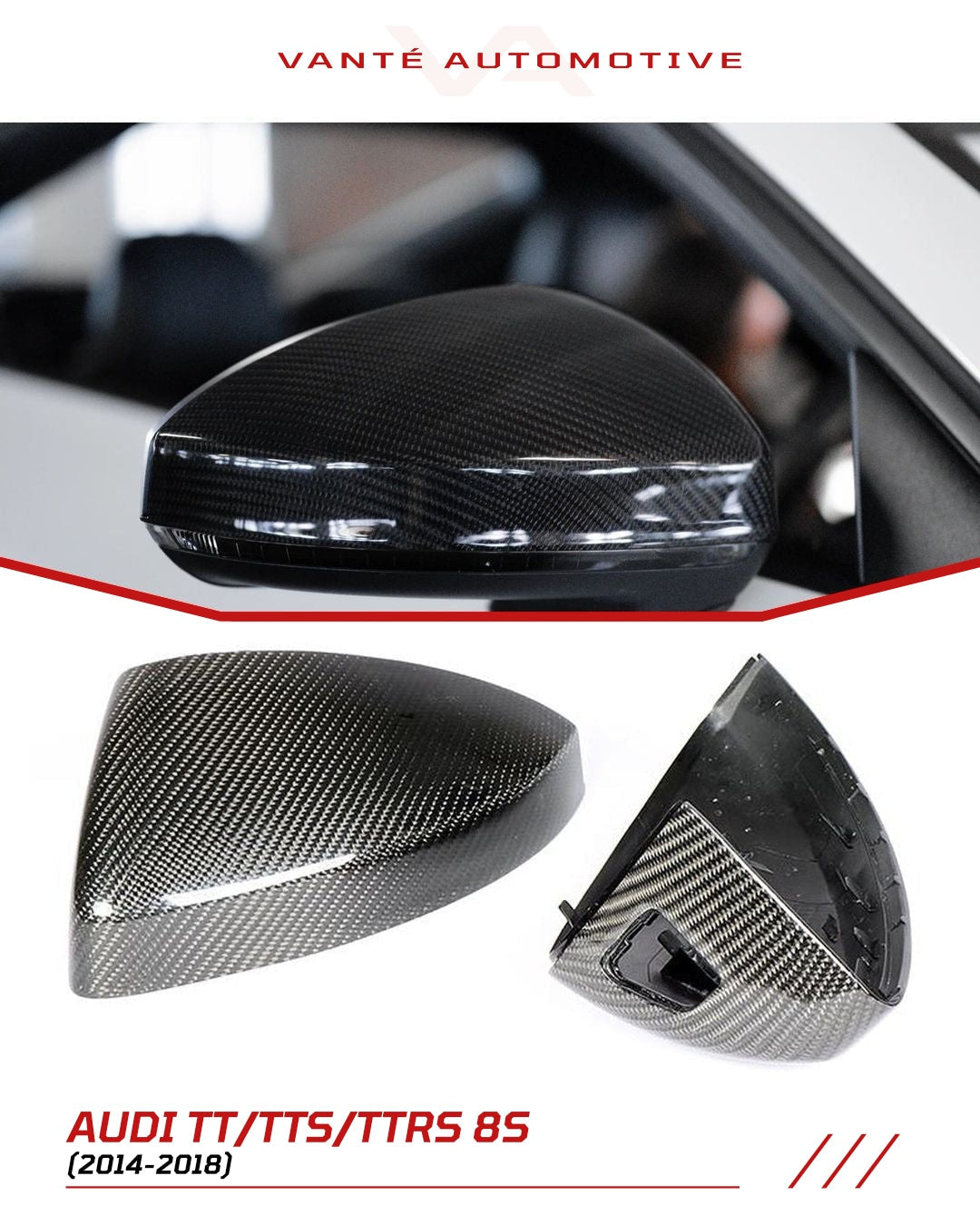 Audi TT/TTS/TTRS 8S (MK3) Carbon Fiber Rear View Side Mirror Covers/Replacement