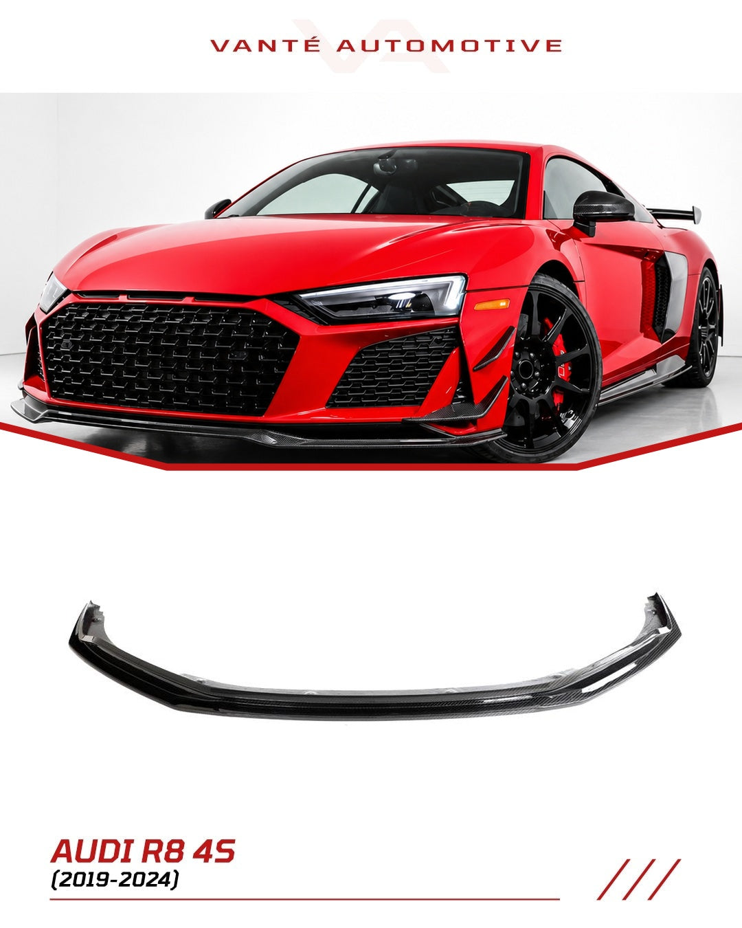 Audi R8 4S FL Lip Splitter Anteriore in Fibra di Carbonio