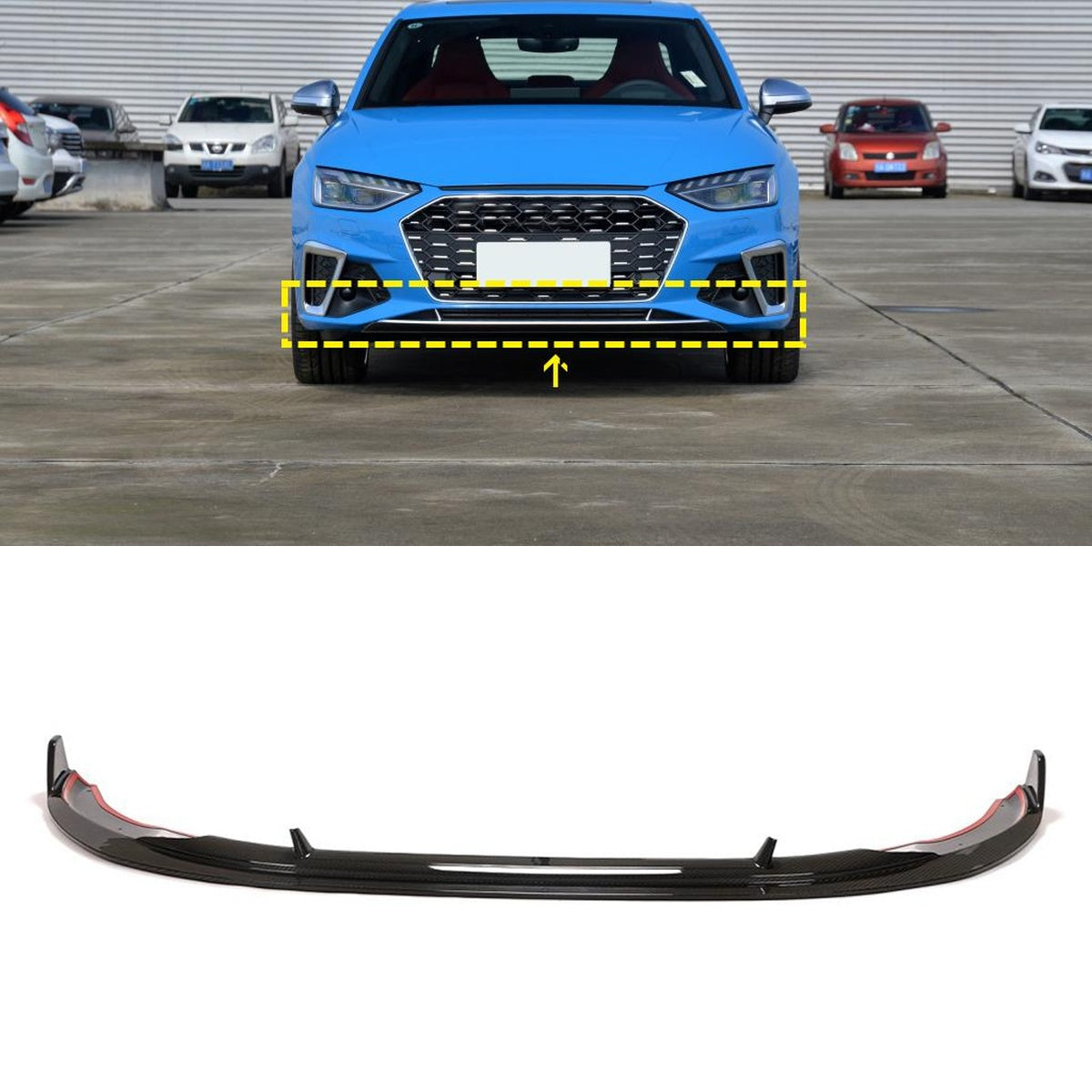 Audi A4 S-Line S4 B9 Dry Carbon Fibre Front Lip - aggressive track-inspired styling upgrade