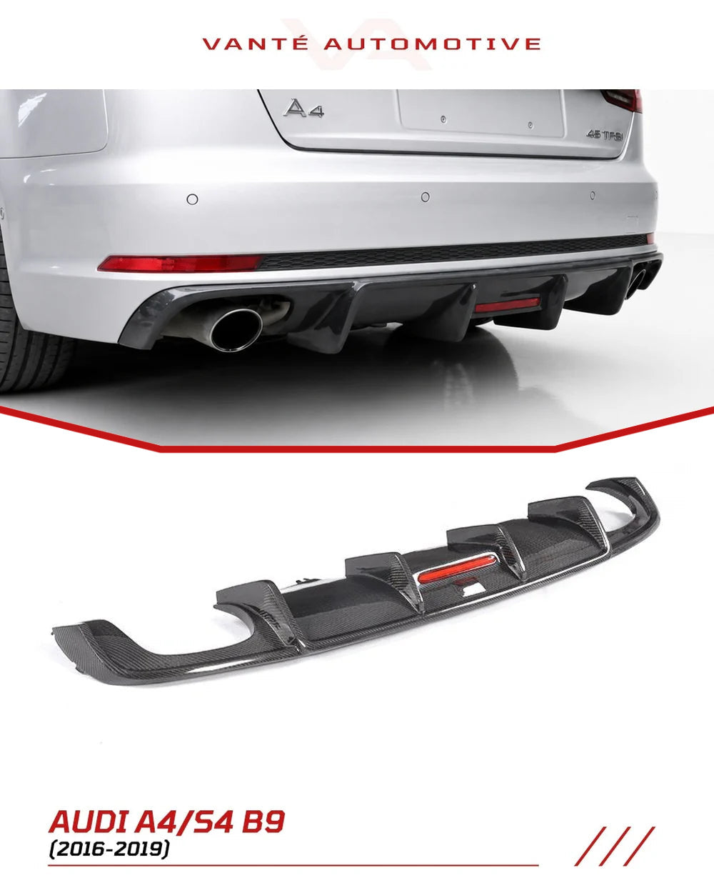 Difusor trasero de fibra de carbono para Audi A4 S-Line / S4 B9