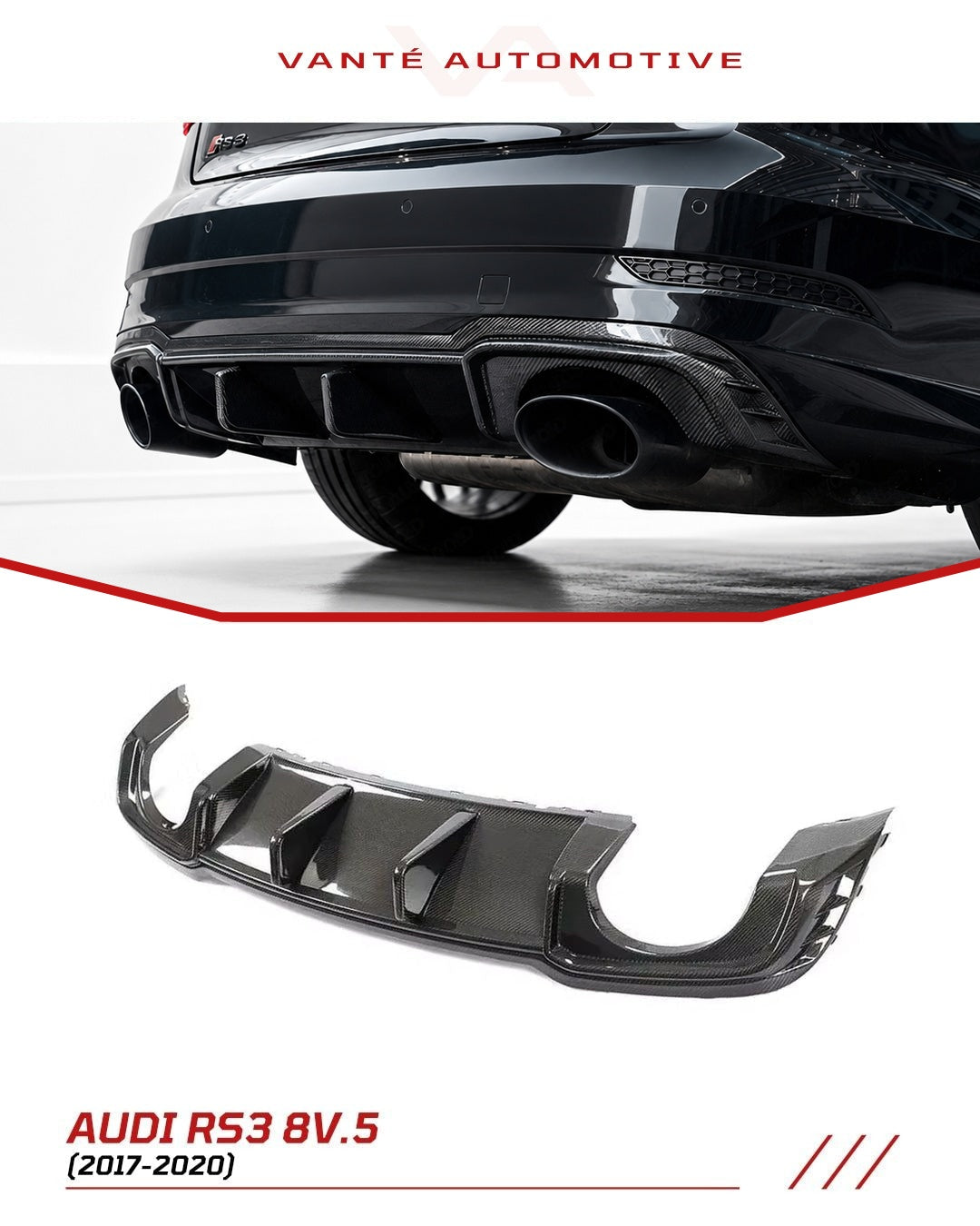 Audi RS3 8V.5 Carbon Fiber Rear Diffuser V2