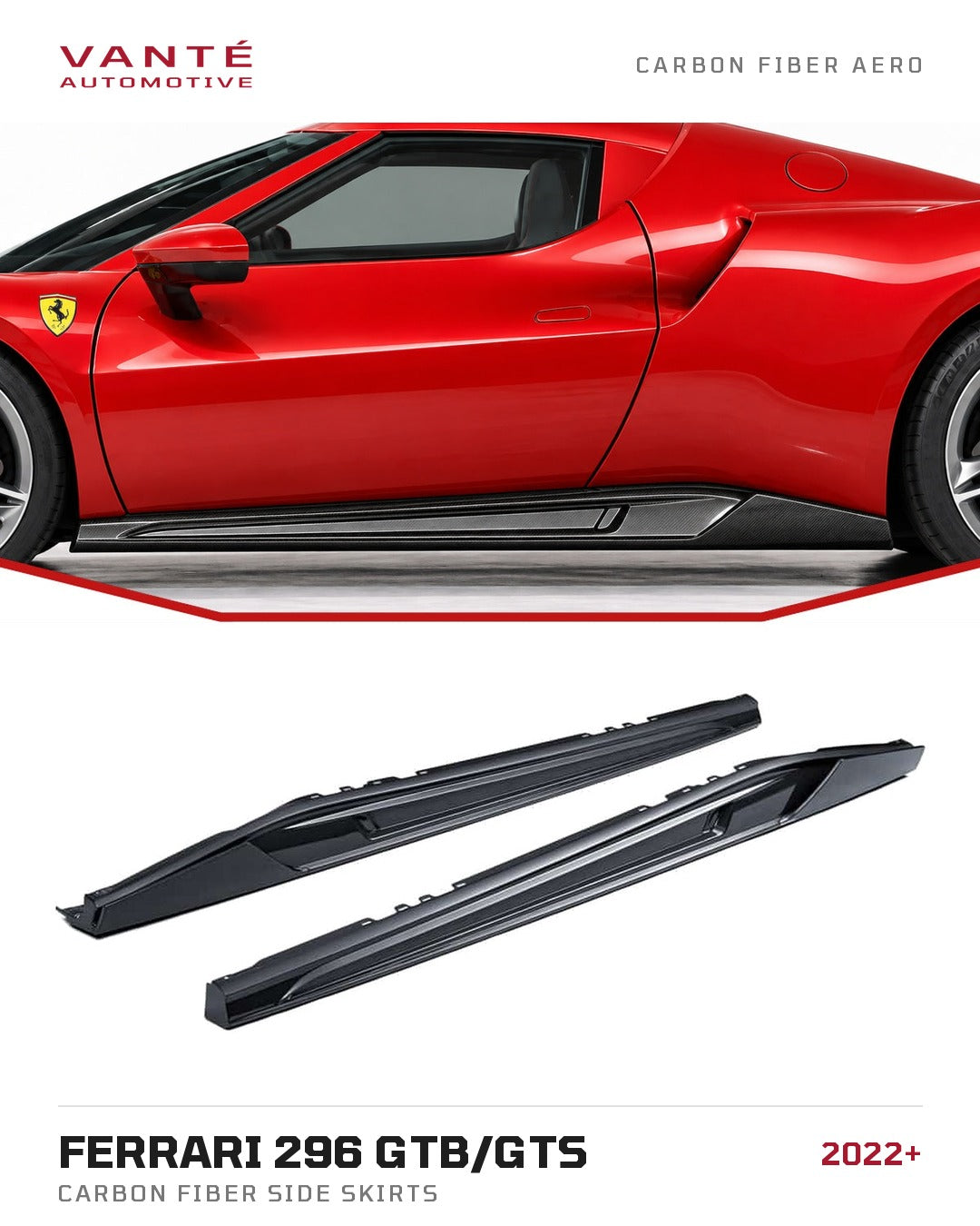 Ferrari 296 GTB/GTS Carbon Fibre Side Skirts