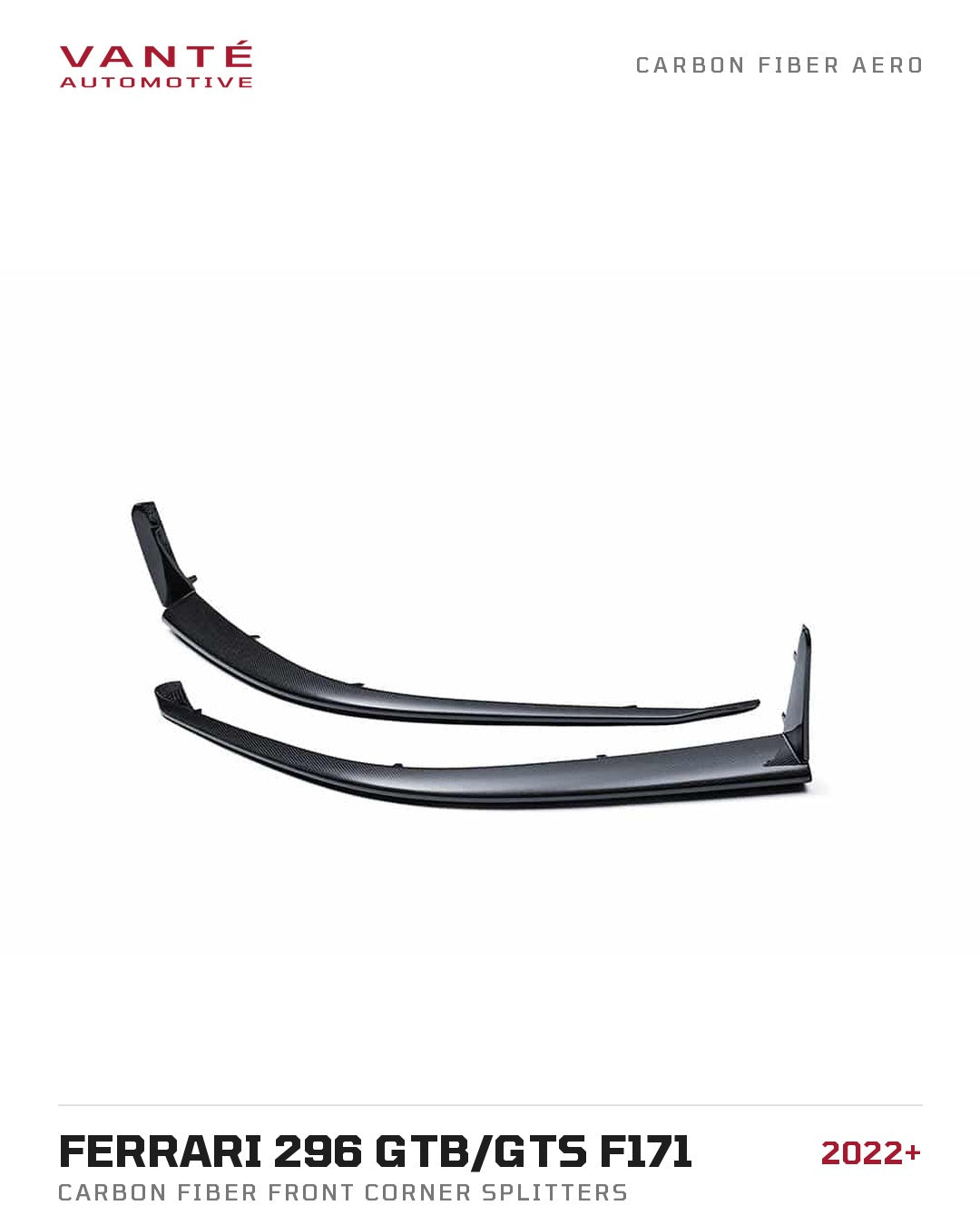 Ferrari 296 GTB/GTS F171 Carbon Fibre Front Corner Splitters
