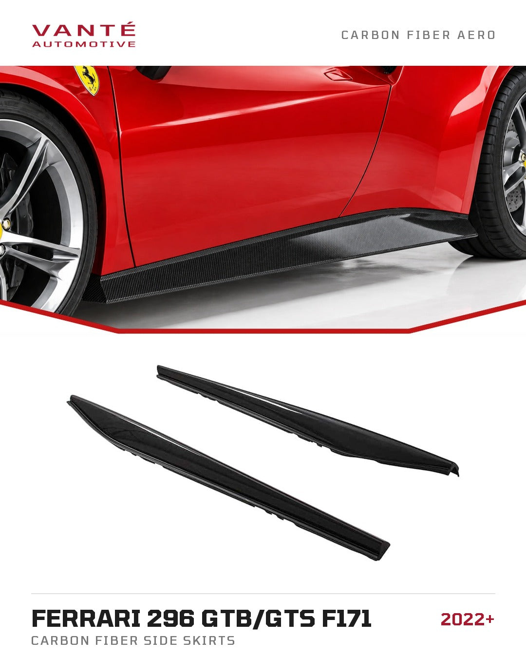 Ferrari 296 GTB/GTS F171 Carbon Fibre Side Skirts