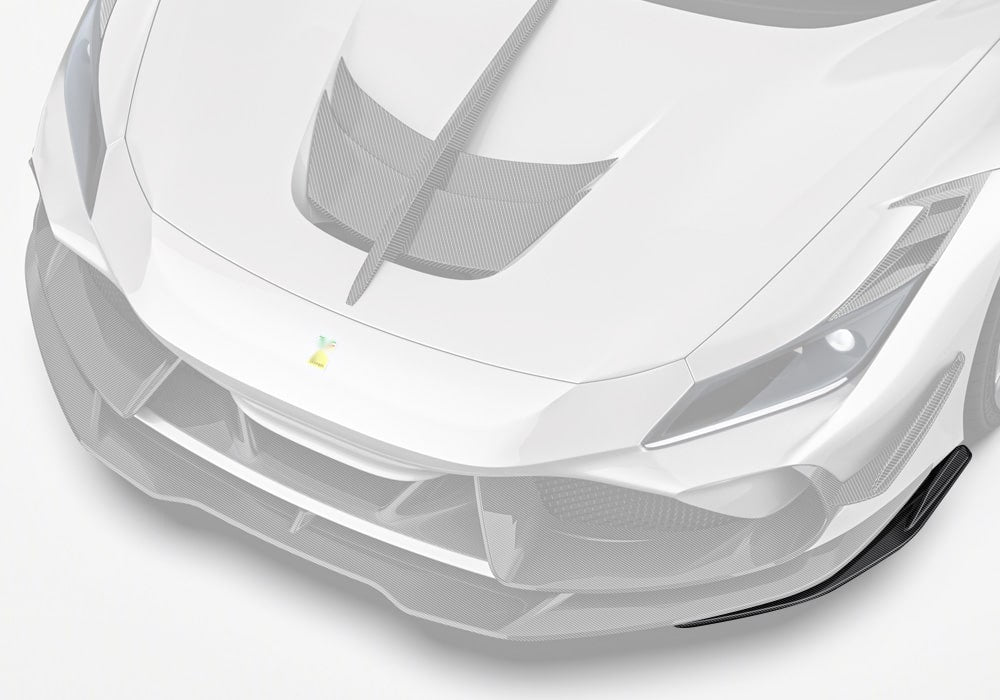 Ferrari F8 Tributo Carbon Fibre Front Corner Splitter - race-inspired aerodynamic upgrade