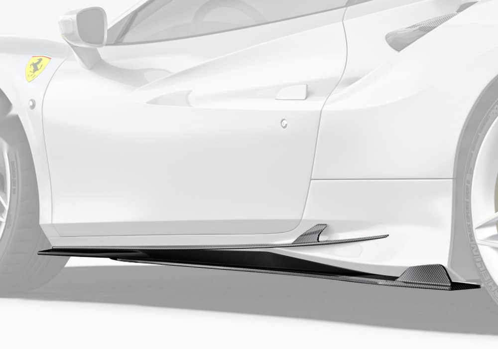 Ferrari F8 Tributo Carbon Fibre Side Skirts - aerodynamic race-inspired styling upgrade