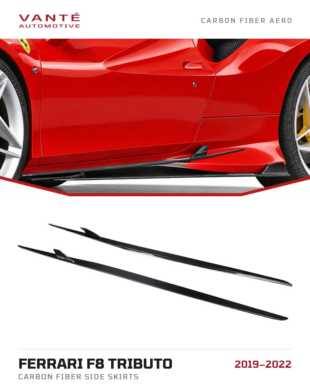 Ferrari F8 Tributo Carbon Fibre Side Skirts