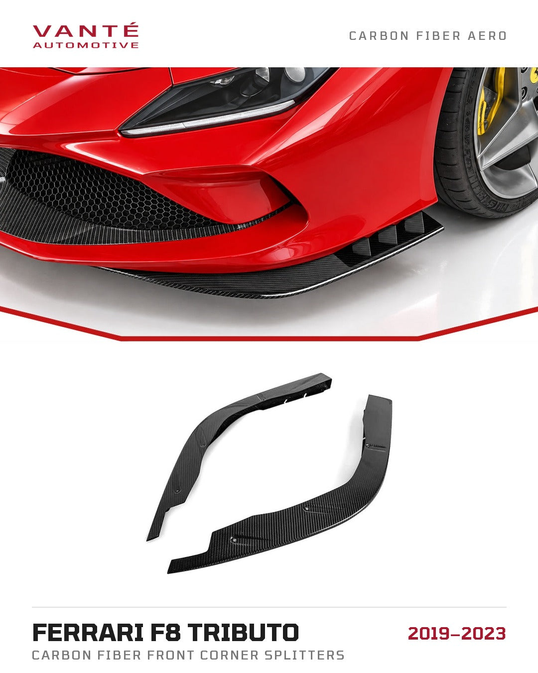 Ferrari F8 Tributo Carbon Fibre Front Corner Splitters