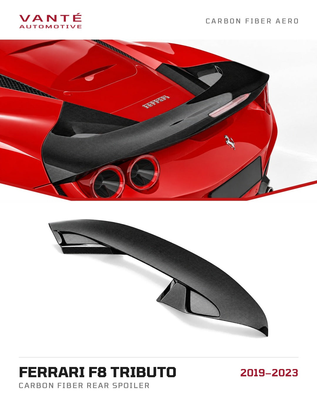 Ferrari F8 Tributo Carbon Fibre Rear Spoiler