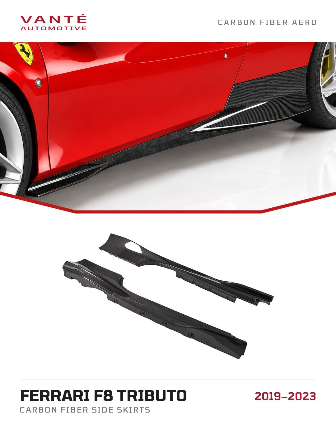 Ferrari F8 Tributo Carbon Fibre Side Skirts